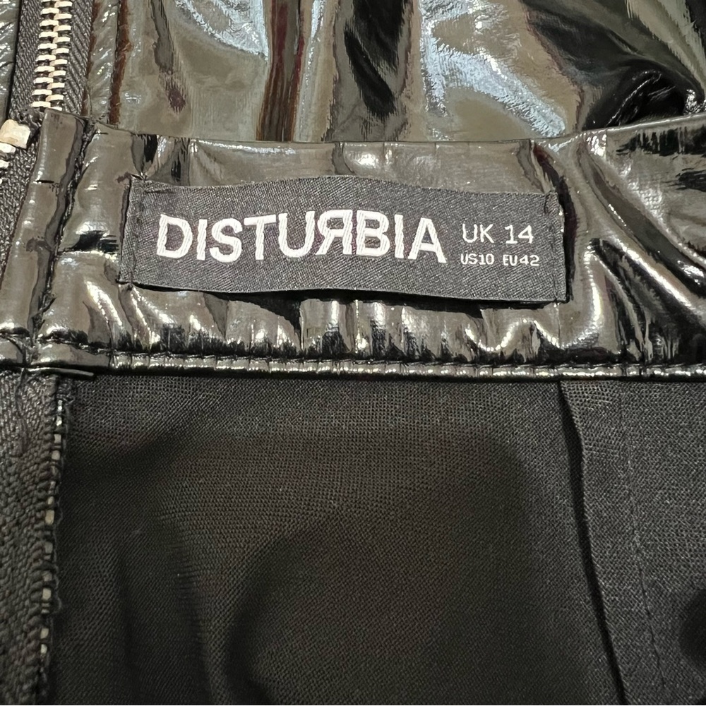 Disturbia Black Vinyl Pencil Skirt Back Zip Knee Length US Size 10 - Picture 10 of 13